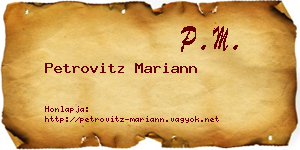 Petrovitz Mariann névjegykártya